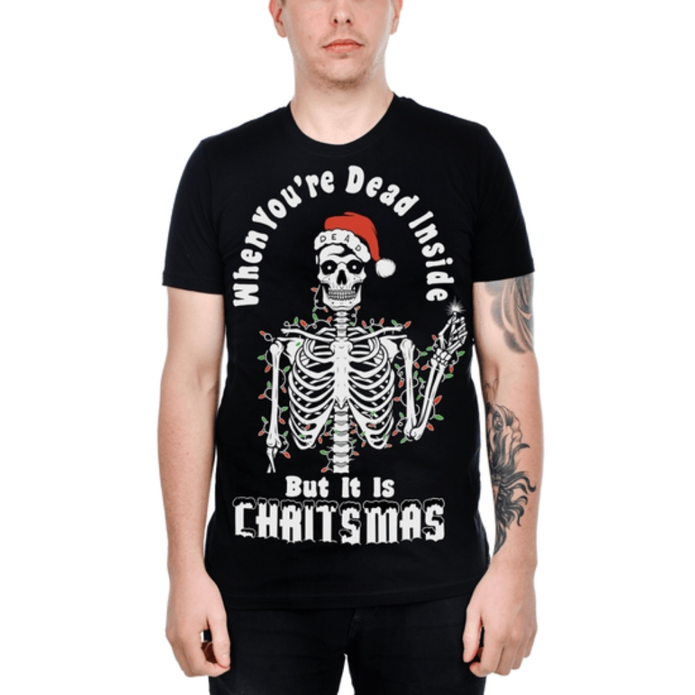 Too Fast Dead Inside Xmas Skeleton Unisex Graphic T Shirt NWT